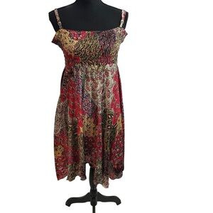 Westside Designs Medium*Multicolor Silky Satin Floral Paisley Handkerchief Dress